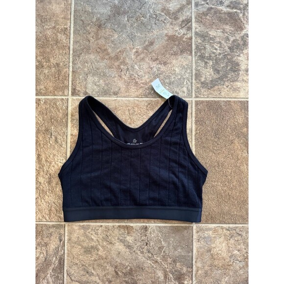 Aerie Cozy Class Ribbed Knit Sports Bra True Black Size Large - Picture 2 of 8
